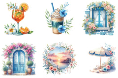 Summer Santorini Vacation Clipart Bundle - CraftNest - Digital Crafting and Art