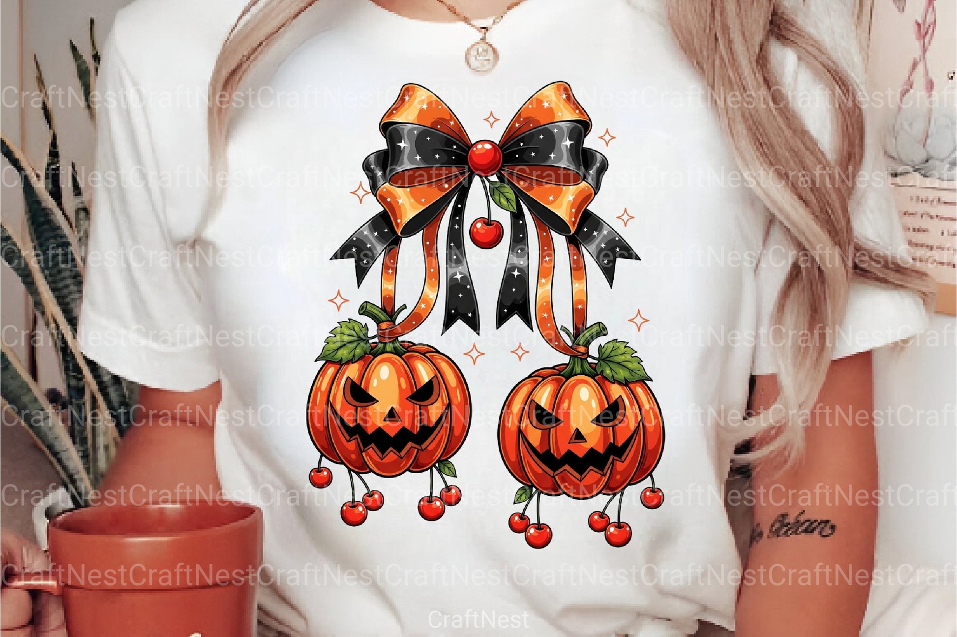 Halloween Pumpkin Cherry Bow Clipart Bundle - CraftNest - Digital Crafting and Art