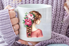 Girl with Peonies Flower Clipart Bundle 23 - CraftNest - Digital Crafting and Art