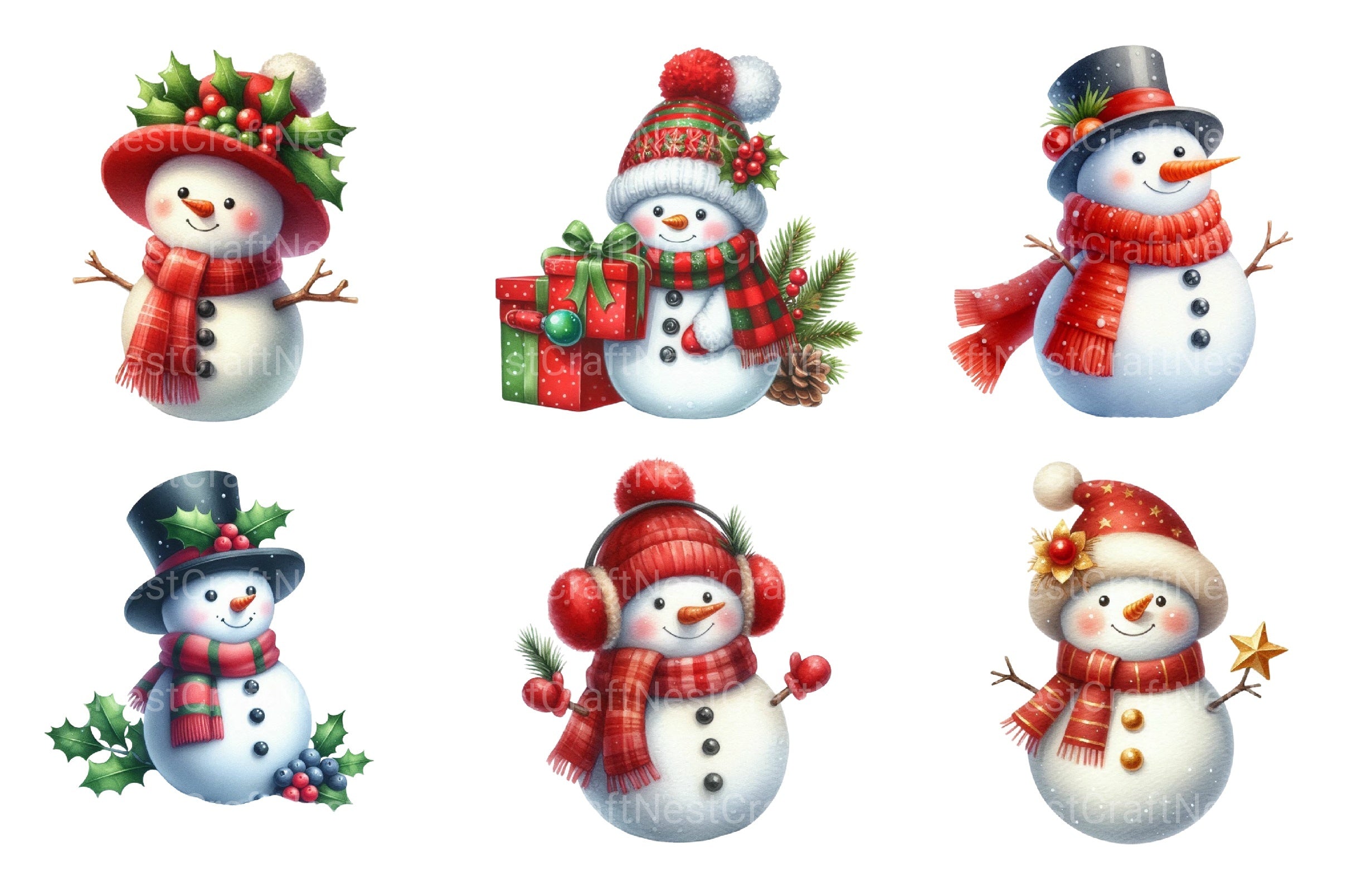 Christmas Snowman Clipart Bundle 1 - CraftNest - Digital Crafting and Art
