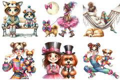 Quirky Girl and Dog Clipart Bundle - CraftNest - Digital Crafting and Art