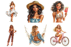 Leopard Print Summer Girl Clipart Bundle - CraftNest - Digital Crafting and Art