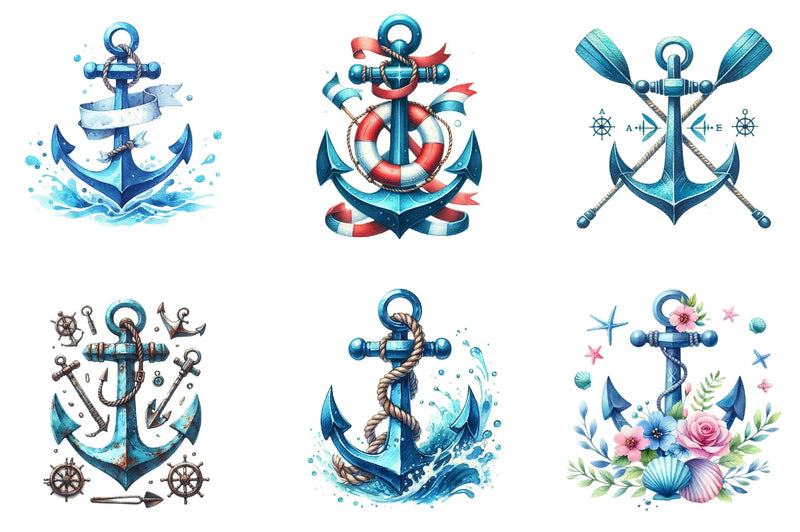 Blue Anchor Clipart Bundle - CraftNest - Digital Crafting and Art