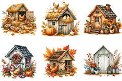 Autumn Chicken Coop Clipart Bundle - CraftNest - Digital Crafting and Art