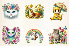 Spring Cats Clipart Bundle - CraftNest - Digital Crafting and Art