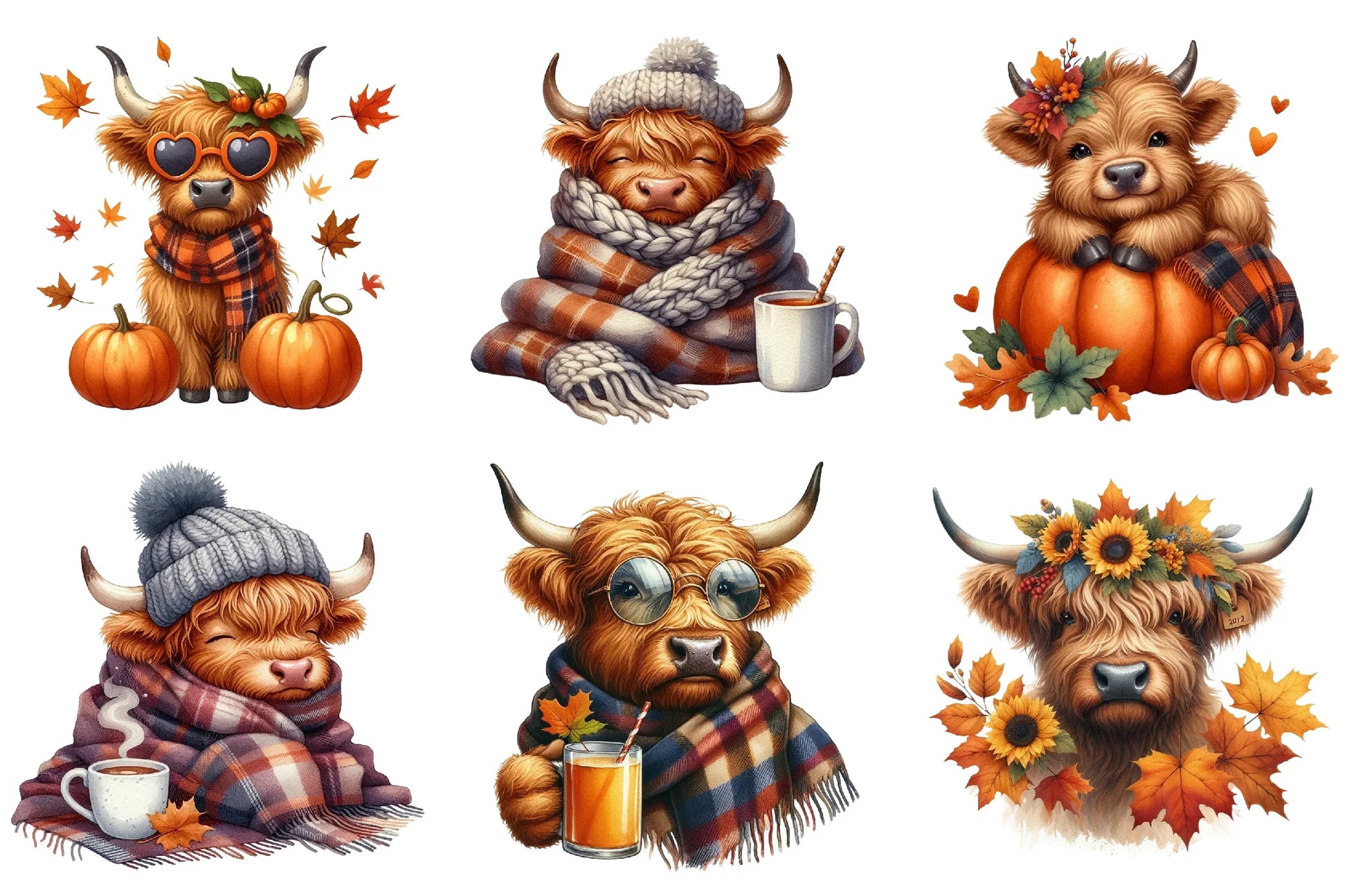 Funny Highland Cow Clipart Bundle - CraftNest - Digital Crafting and Art