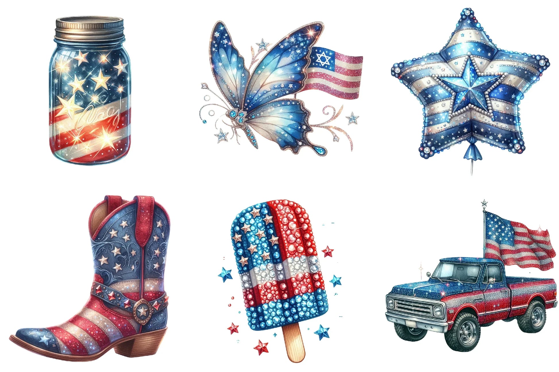 Rhinestone Sparkle American Clipart Bundle - CraftNest - Digital Crafting and Art