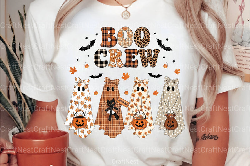 Boo Crew Patchwork Ghost Clipart Bundle - CraftNest - Digital Crafting and Art