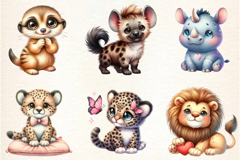 Kawaii Safari Animal Clipart Bundle - CraftNest - Digital Crafting and Art