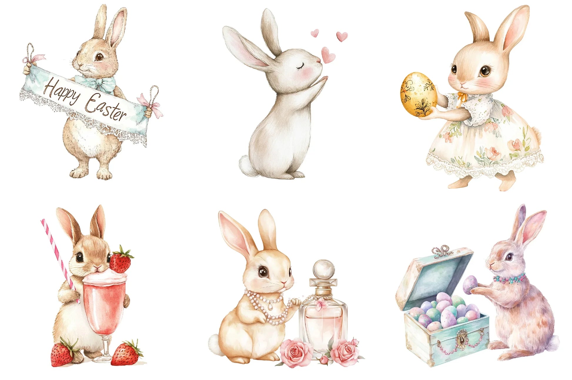 Easter Bunny Coquette Clipart Bundle - CraftNest - Digital Crafting and Art
