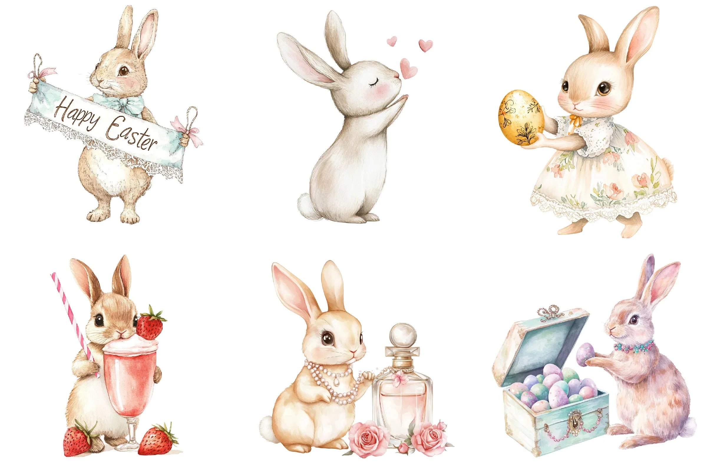 Easter Bunny Coquette Clipart Bundle - CraftNest - Digital Crafting and Art