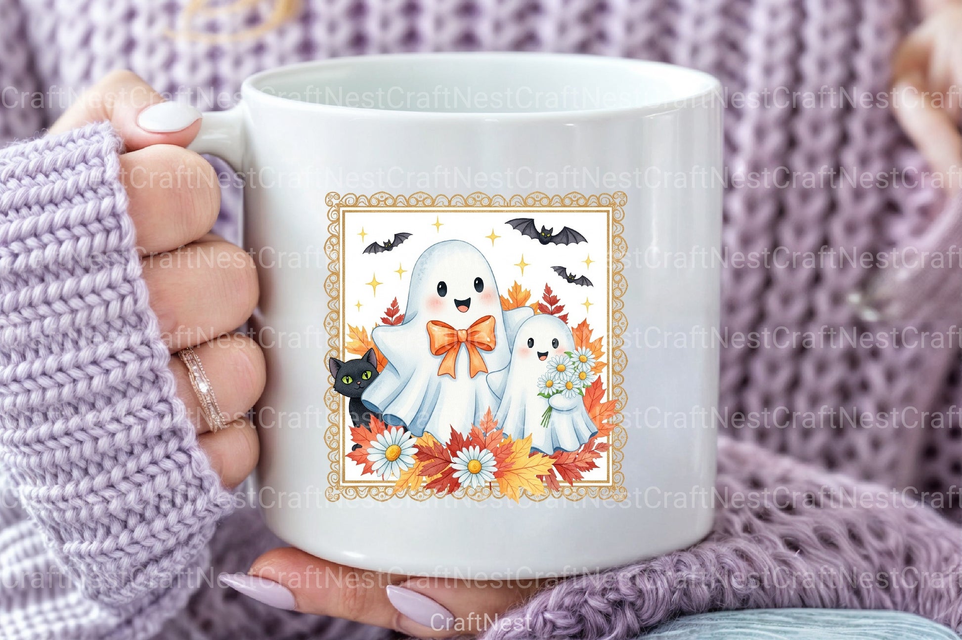 Fall Halloween Cute Ghost Clipart Bundle - CraftNest - Digital Crafting and Art