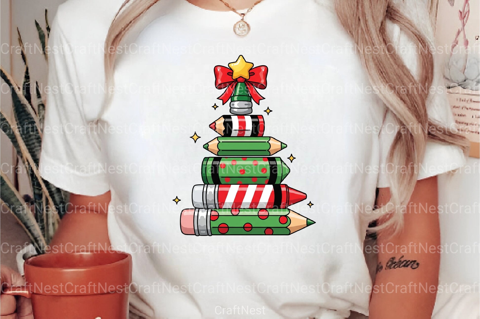 Christmas Pencil Tree Teacher Clipart Bundle - CraftNest - Digital Crafting and Art