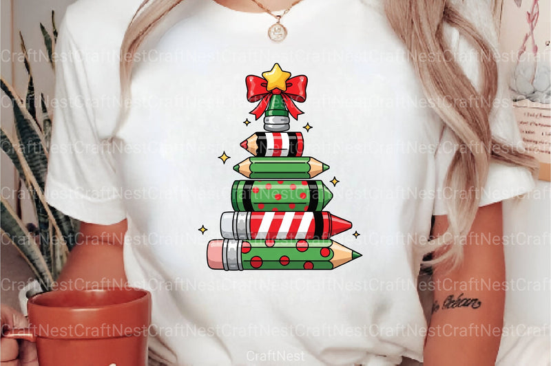 Christmas Pencil Tree Teacher Clipart Bundle - CraftNest - Digital Crafting and Art