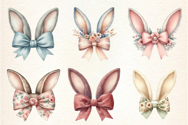 Easter Bunny Ear Bow Clipart Bundle - CraftNest - Digital Crafting and Art