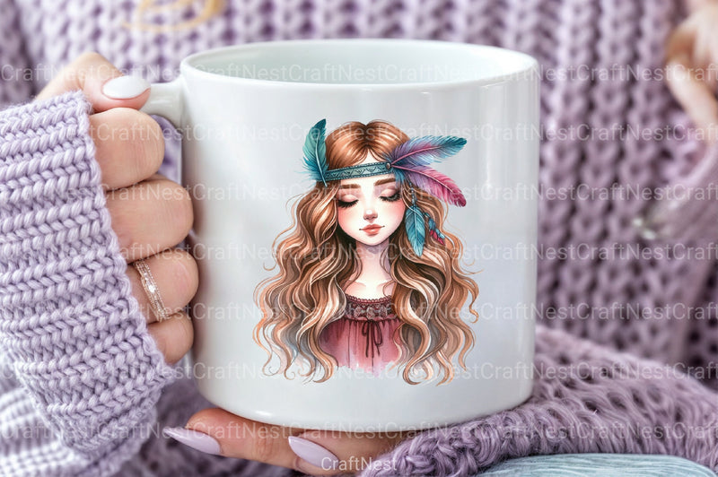 Tribal Boho Girl Clipart Bundle 12 - CraftNest - Digital Crafting and Art