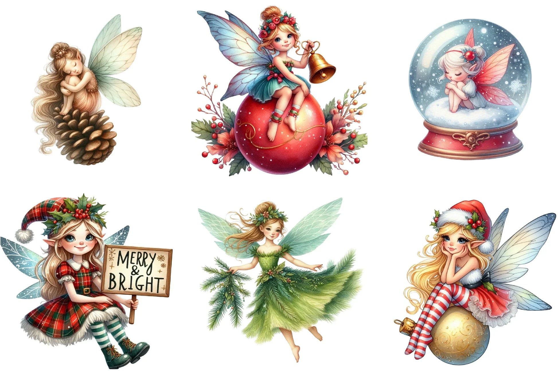 Christmas Fairy Clipart Bundle - CraftNest - Digital Crafting and Art