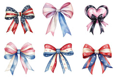 Coquette Bow USA Flag Sticker Clipart Bundle - CraftNest - Digital Crafting and Art