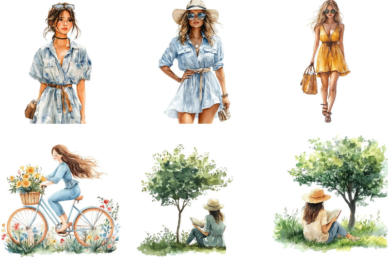 Summer Girl City Clipart Bundle - CraftNest - Digital Crafting and Art