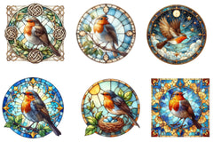 Robin Bird Stained Glass Clipart Bundle - CraftNest - Digital Crafting and Art