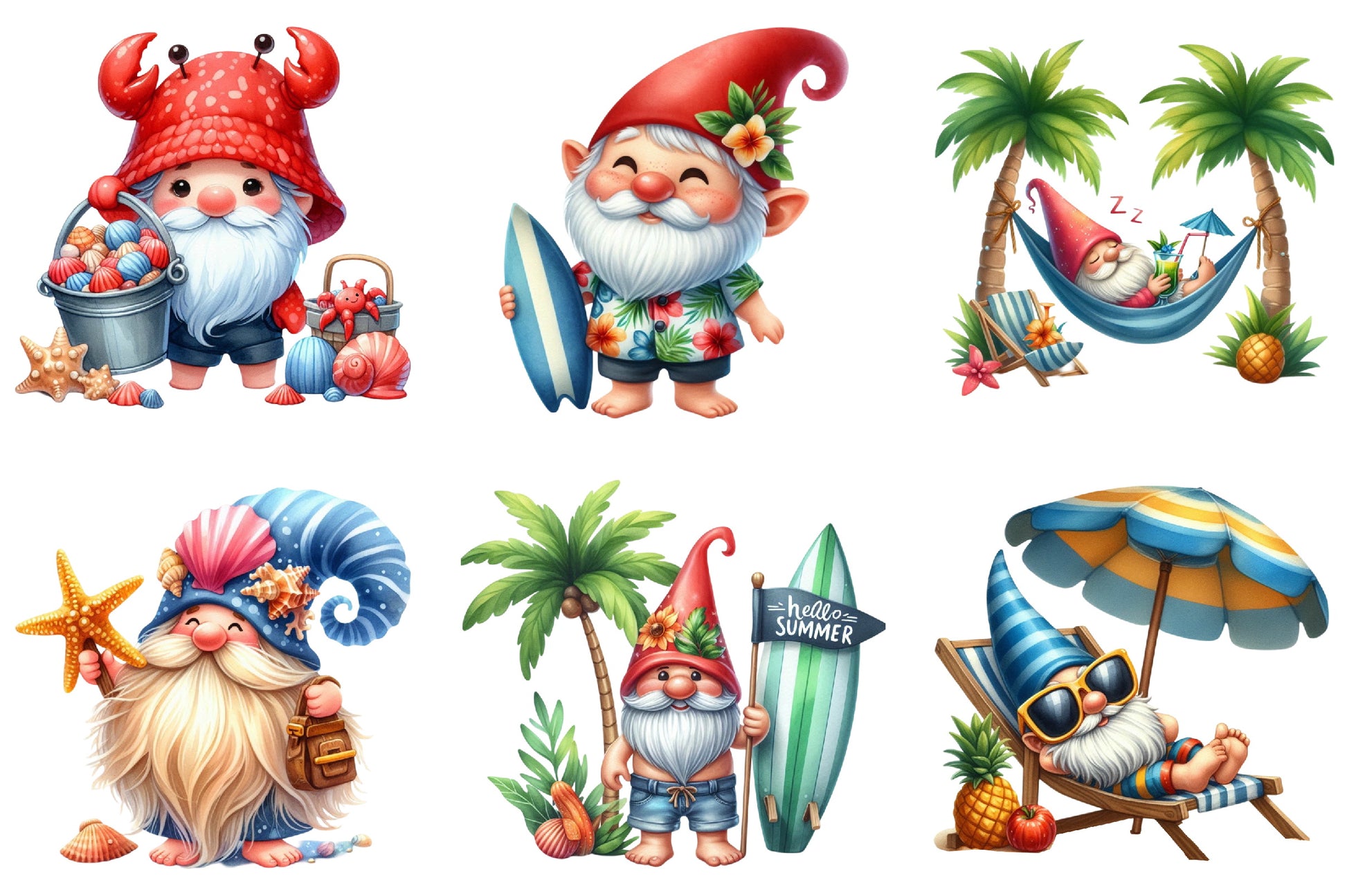 Beach Gnomes Clipart Collection Bundle - CraftNest - Digital Crafting and Art