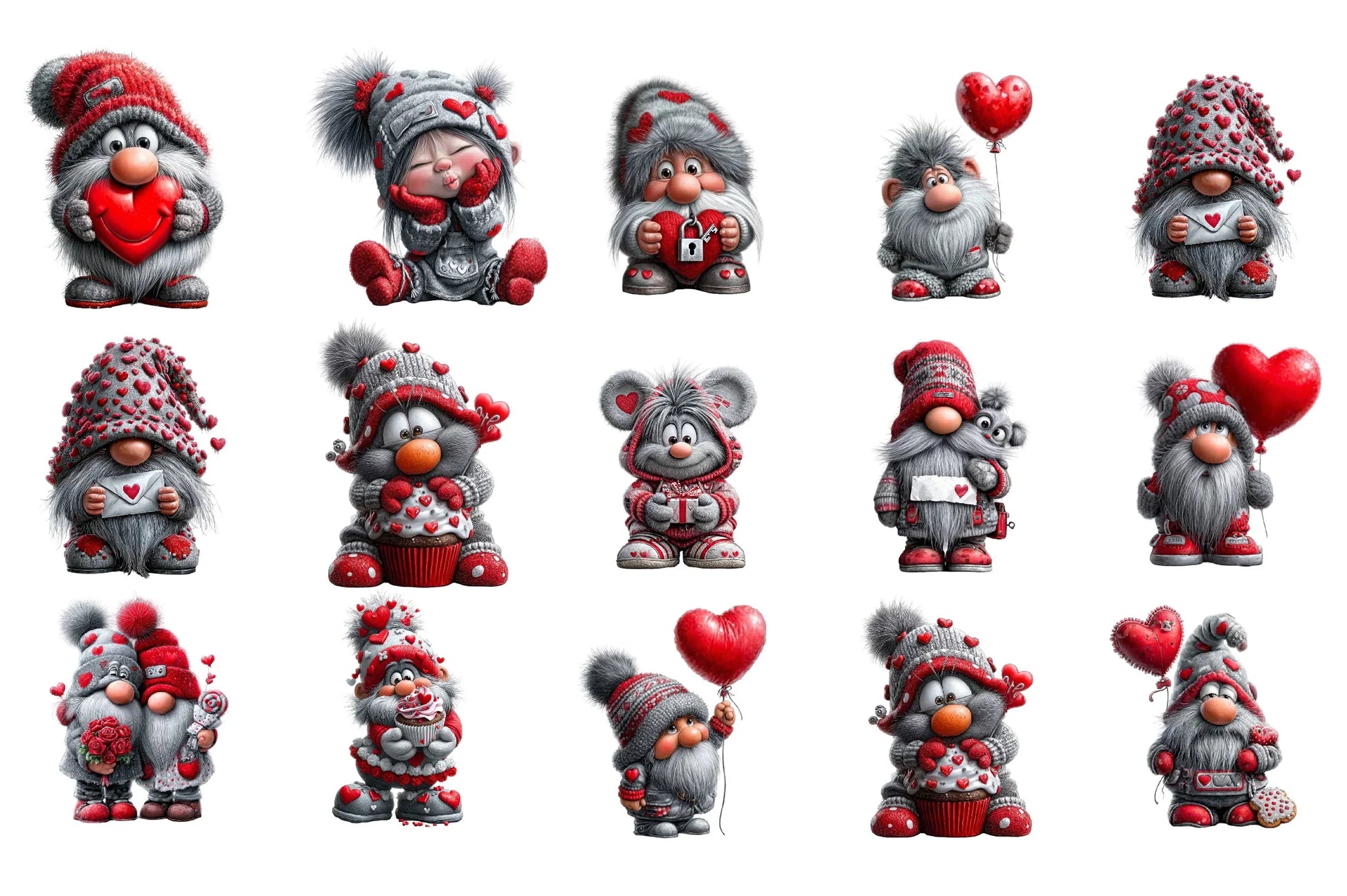 Valentine Gnome Clipart Design Bundle - CraftNest - Digital Crafting and Art
