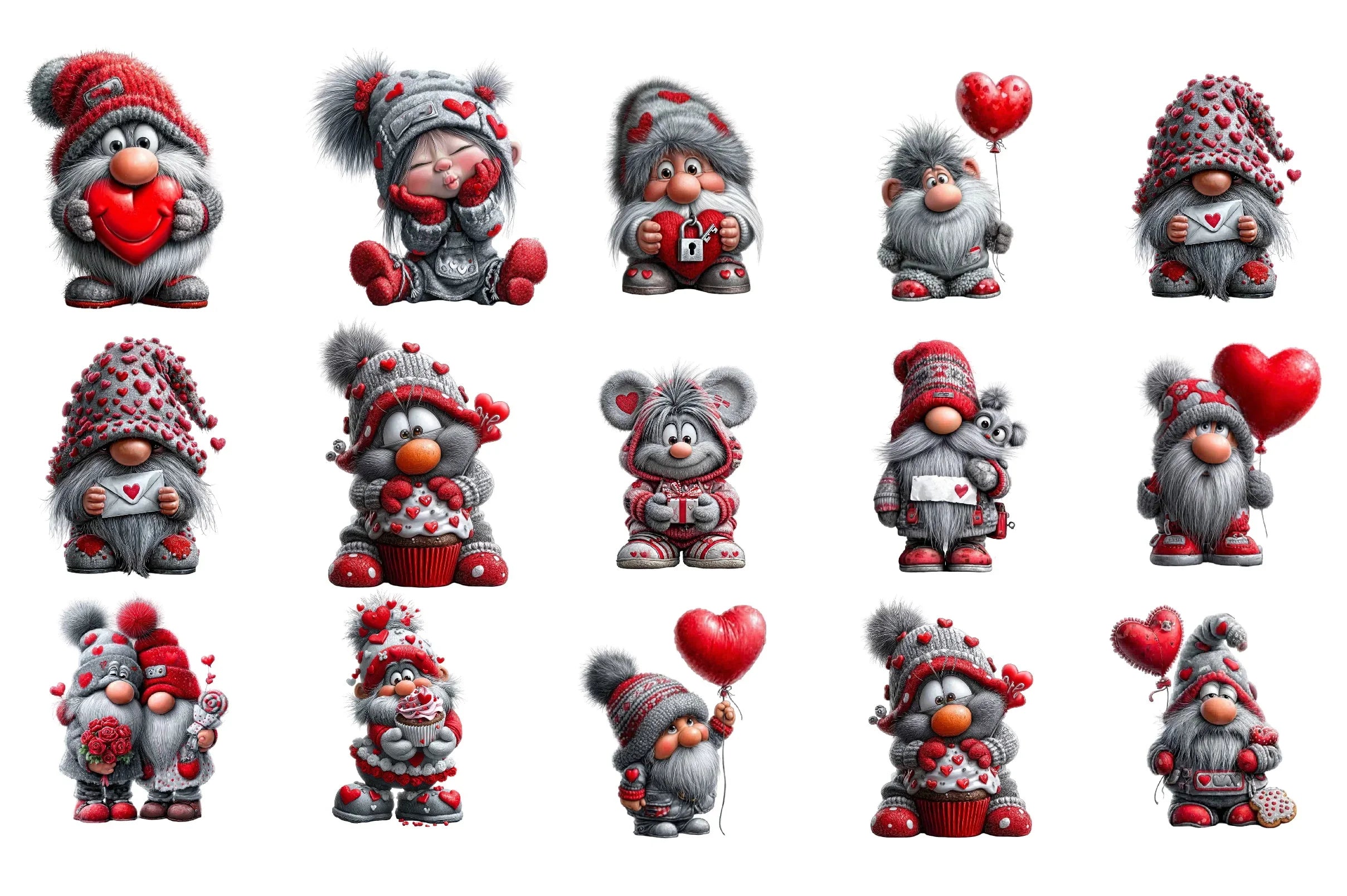 Valentine Gnome Clipart Design Bundle - CraftNest - Digital Crafting and Art