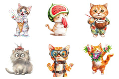 Funny Summer Cats Clipart Bundle - CraftNest - Digital Crafting and Art