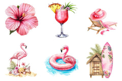 Pink Summer Beach Clipart Bundle - CraftNest - Digital Crafting and Art