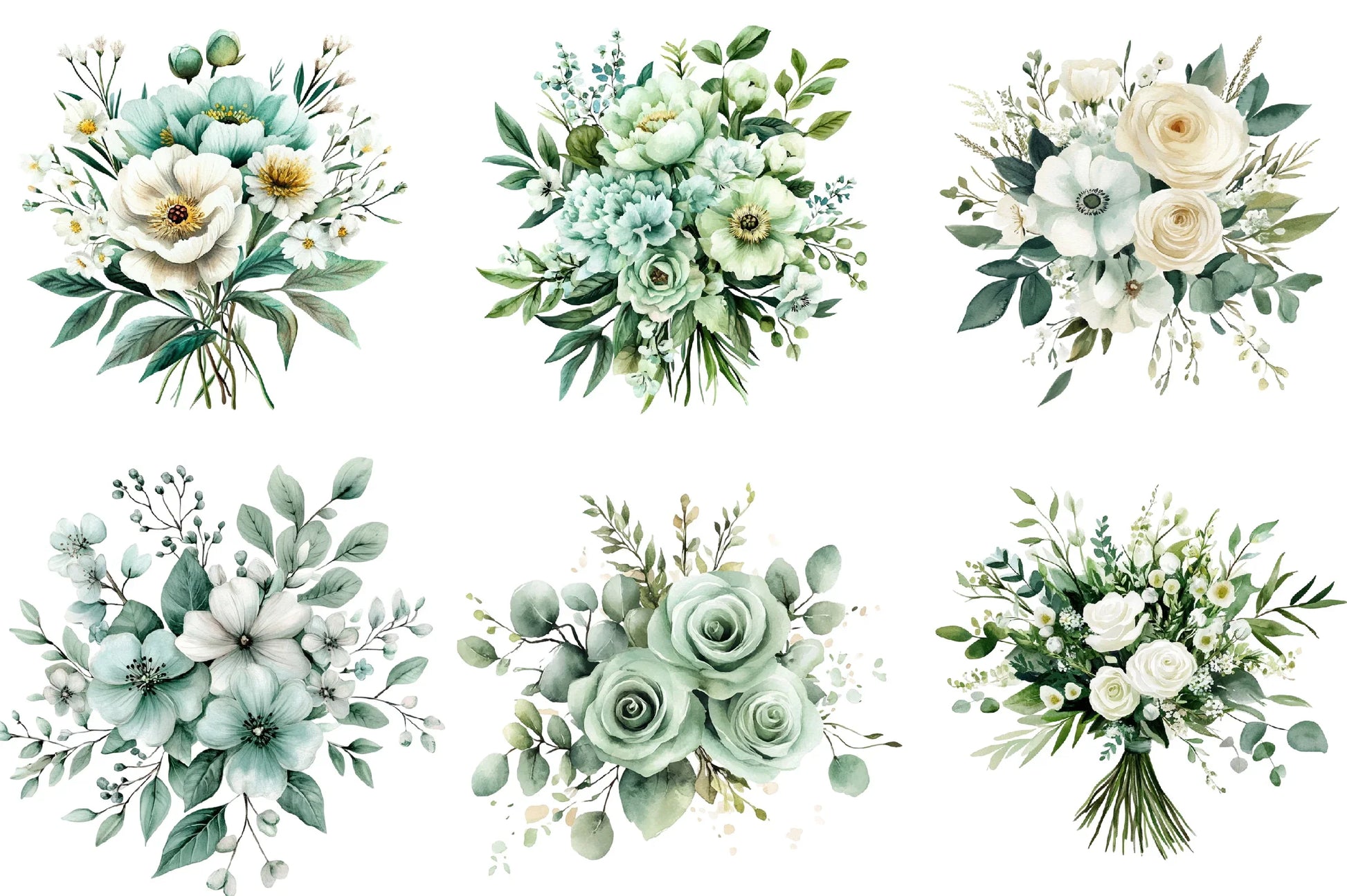 Emerald Flower Bouquet Clipart Bundle - CraftNest - Digital Crafting and Art