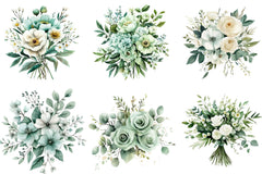 Emerald Flower Bouquet Clipart Bundle - CraftNest - Digital Crafting and Art
