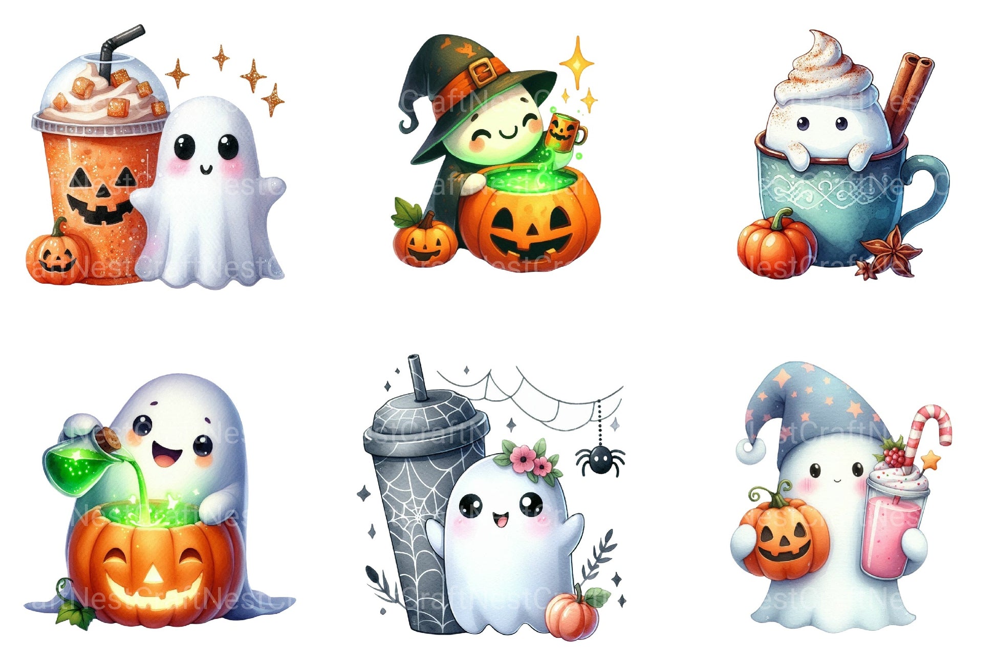 Jack O' Sip Ghost Halloween Clipart Bundle - CraftNest - Digital Crafting and Art