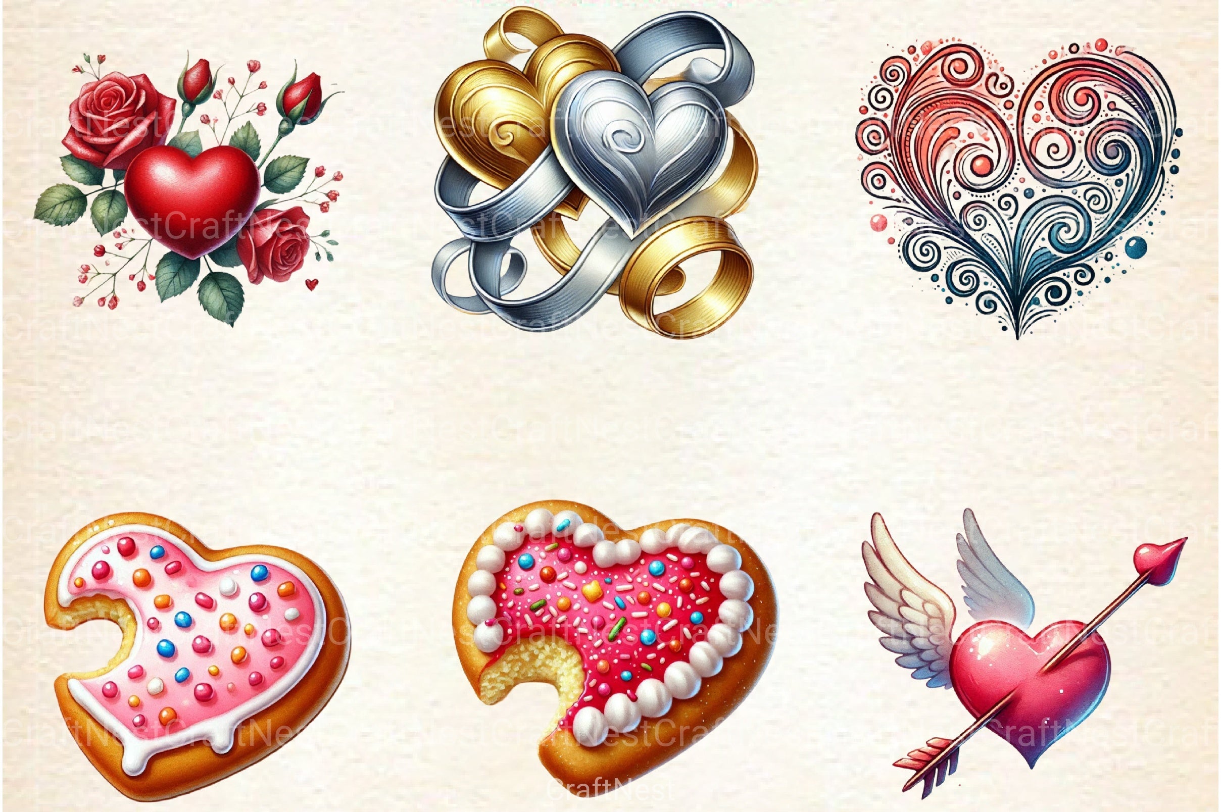 Valentine Heart Romantic Love Clipart Bundle - CraftNest - Digital Crafting and Art