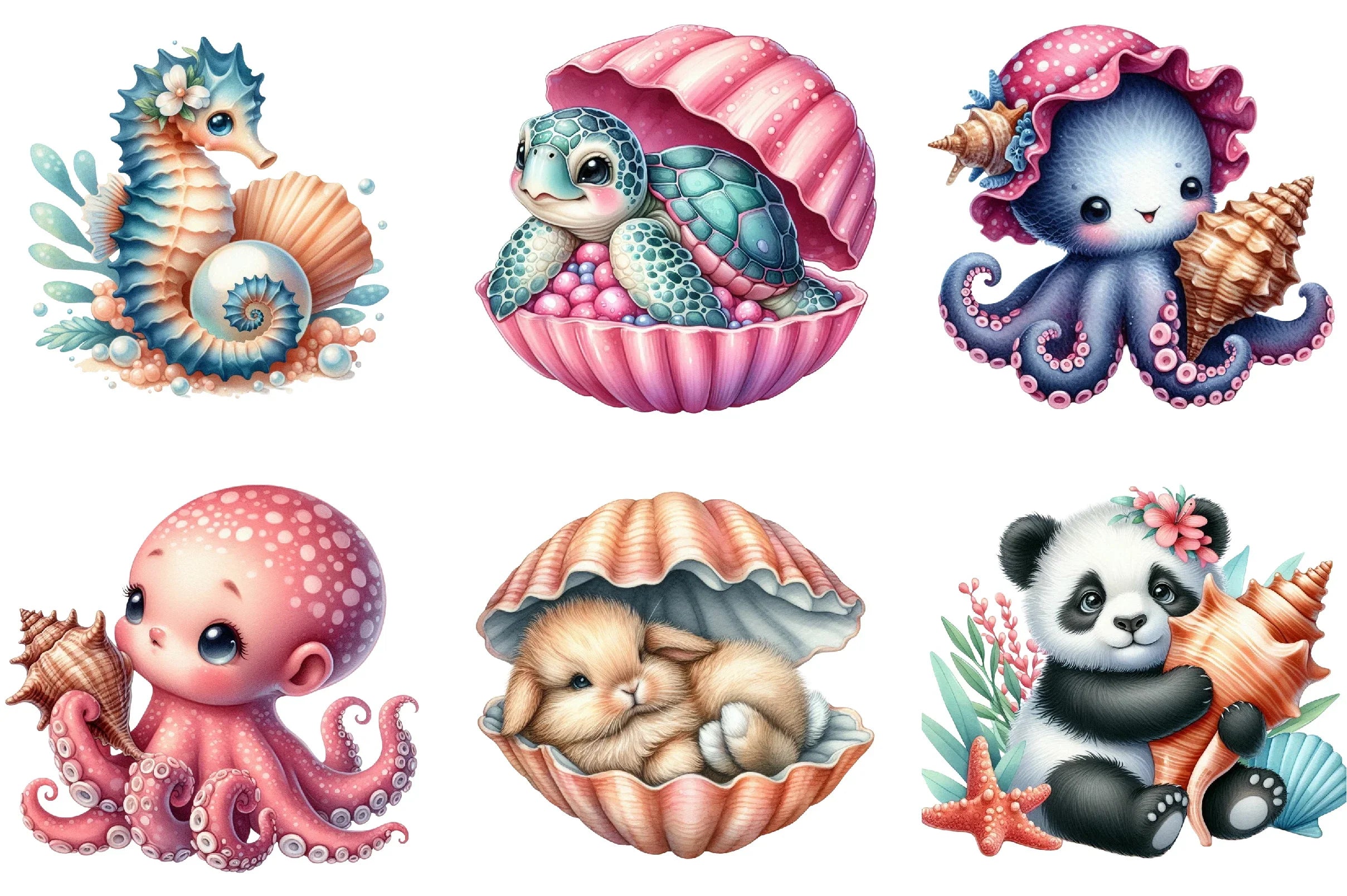 Seashell Baby Animals Clipart Bundle - CraftNest - Digital Crafting and Art