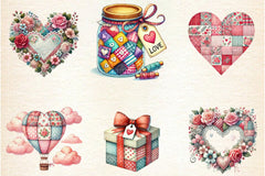 Patchwork Valentine's Day Clipart Bundle 1 - CraftNest - Digital Crafting and Art