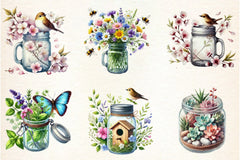 Spring Mason Jars Clipart Bundle - CraftNest - Digital Crafting and Art