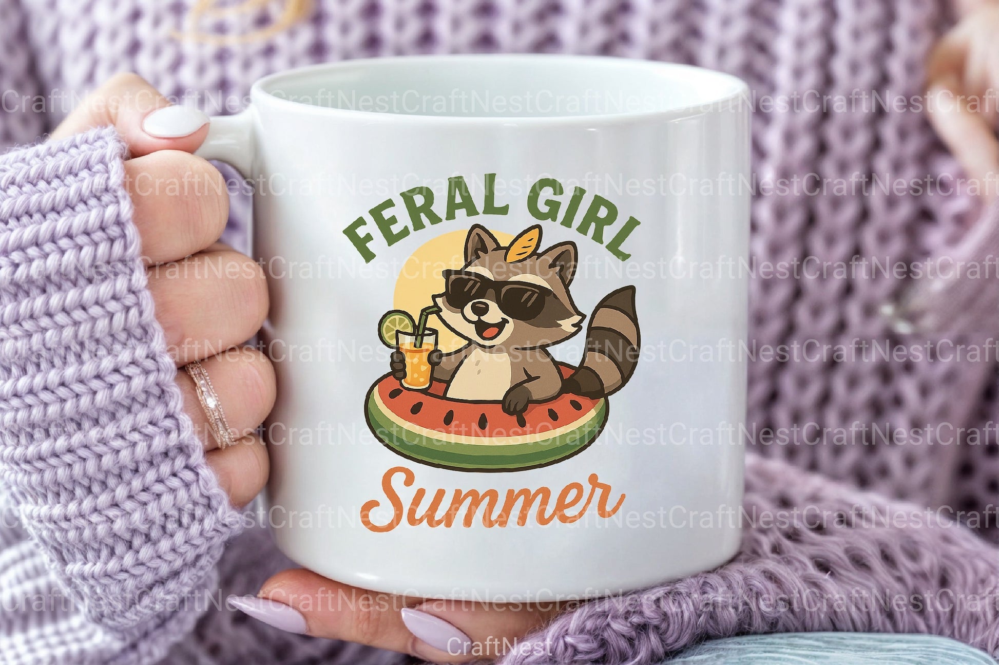 Summer Funny Raccoon Feral Girl Clipart Bundle - CraftNest - Digital Crafting and Art