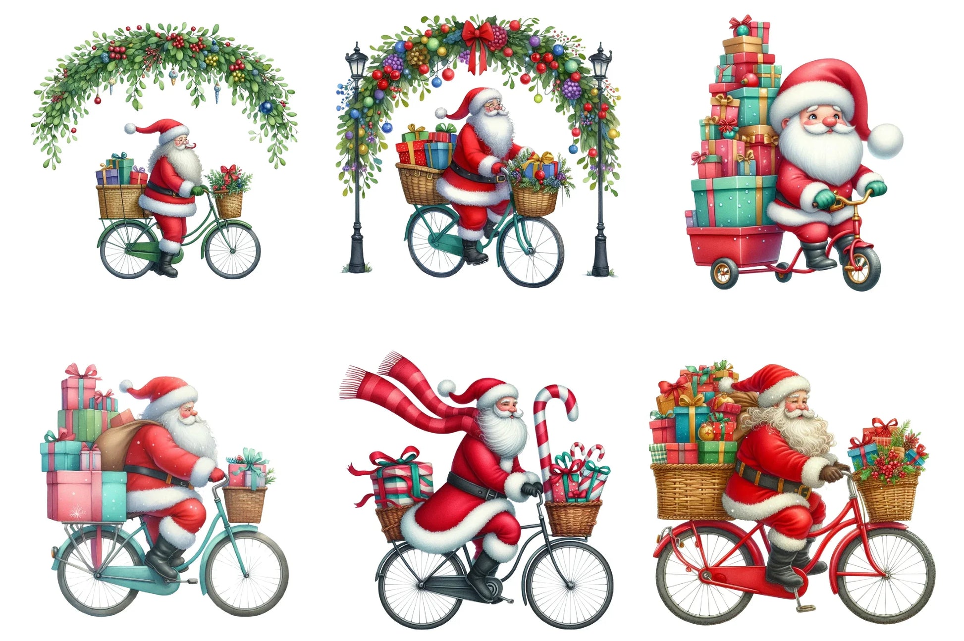 Santa Bicycle Gifts Clipart Bundle - CraftNest - Digital Crafting and Art