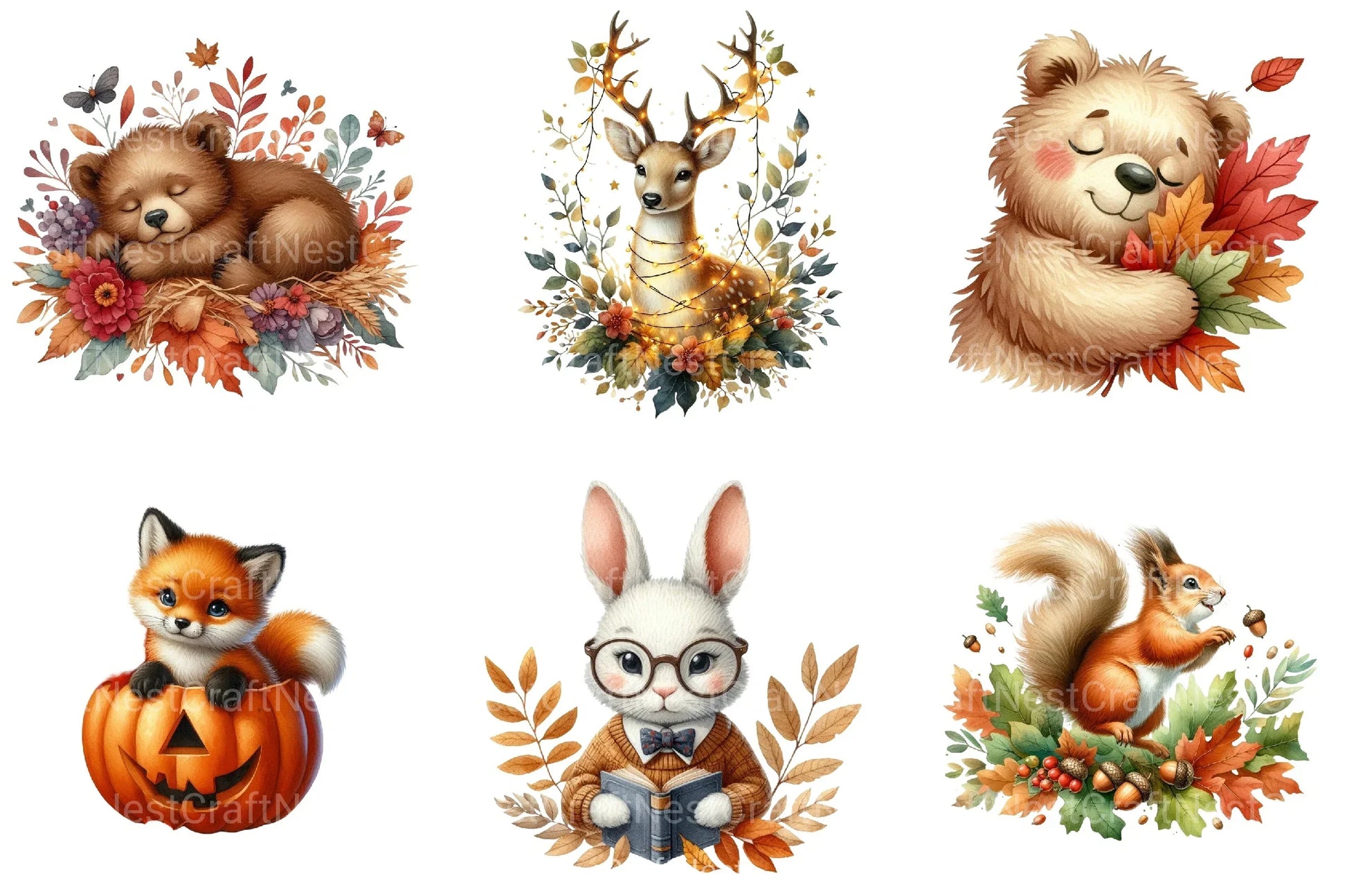 Autumn Forest Animal Clipart Bundle 99 - CraftNest - Digital Crafting and Art