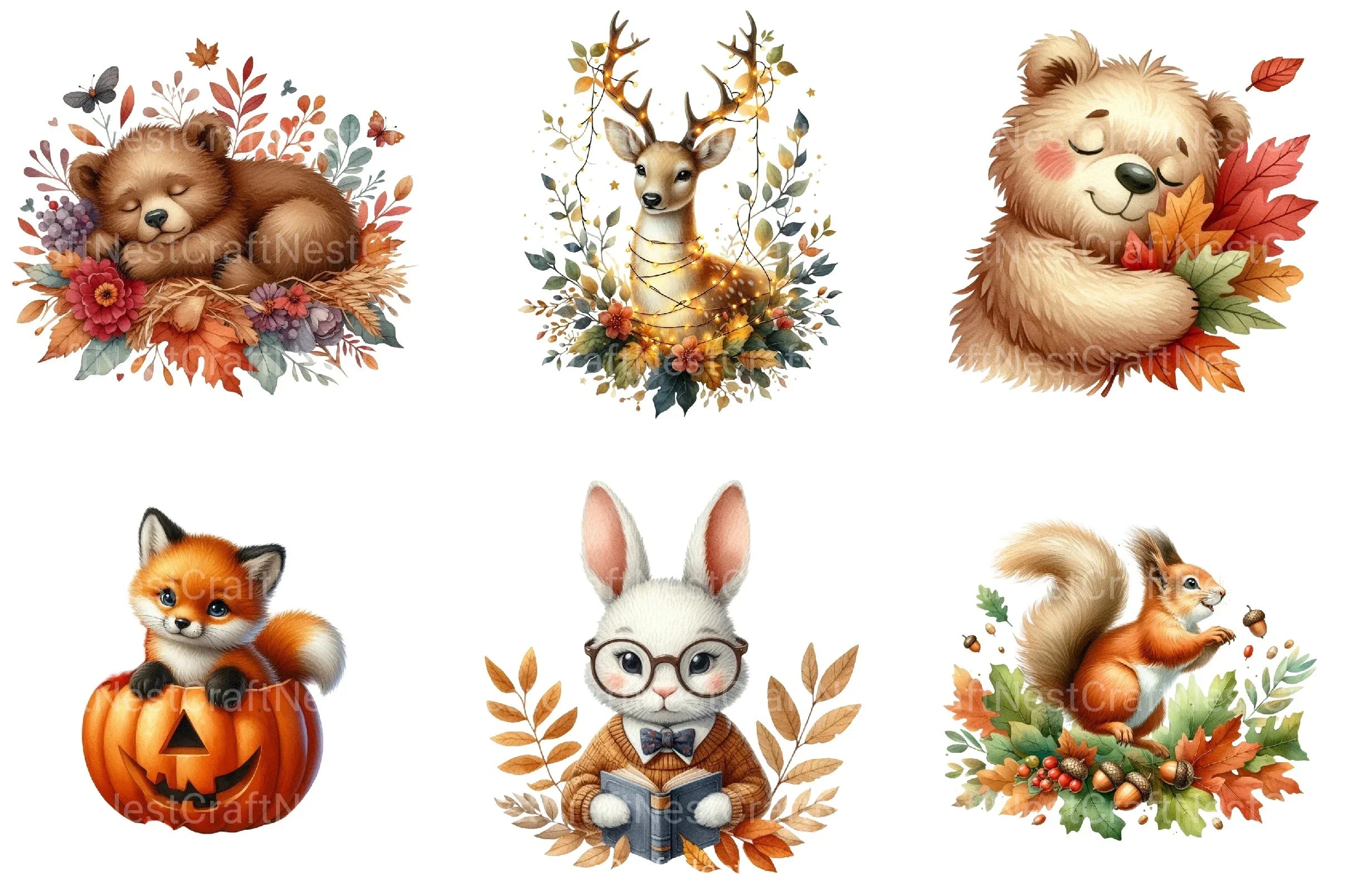 Autumn Forest Animal Clipart Bundle 99 - CraftNest - Digital Crafting and Art