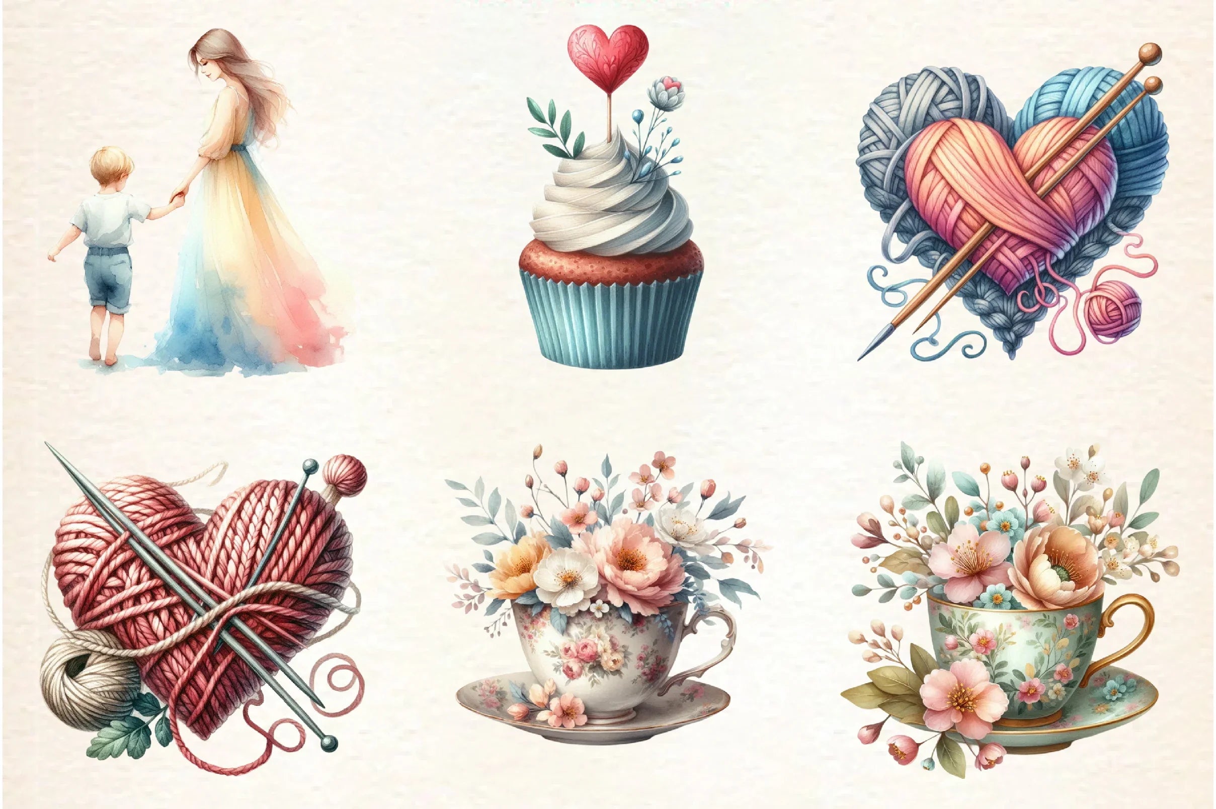 Hand-Drawn Mother's Day Illustrations Clipart Bundle - CraftNest - Digital Crafting and Art