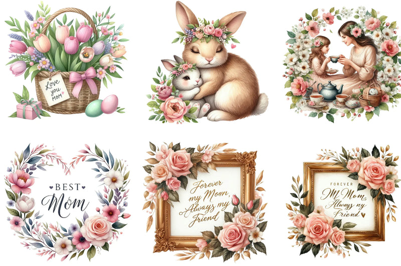 Romantic Mother's Day Clipart Bundle - CraftNest - Digital Crafting and Art