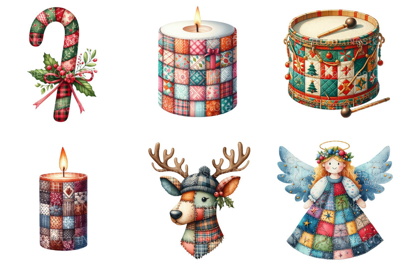 Patchwork Christmas Clipart Bundle 99 - CraftNest - Digital Crafting and Art