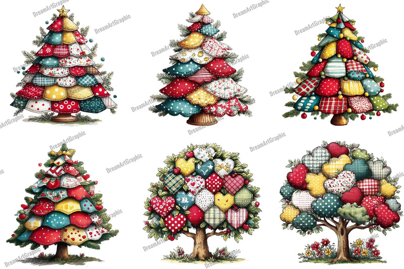 Christmas Tree Patchwork Clipart Bundle - CraftNest - Digital Crafting and Art