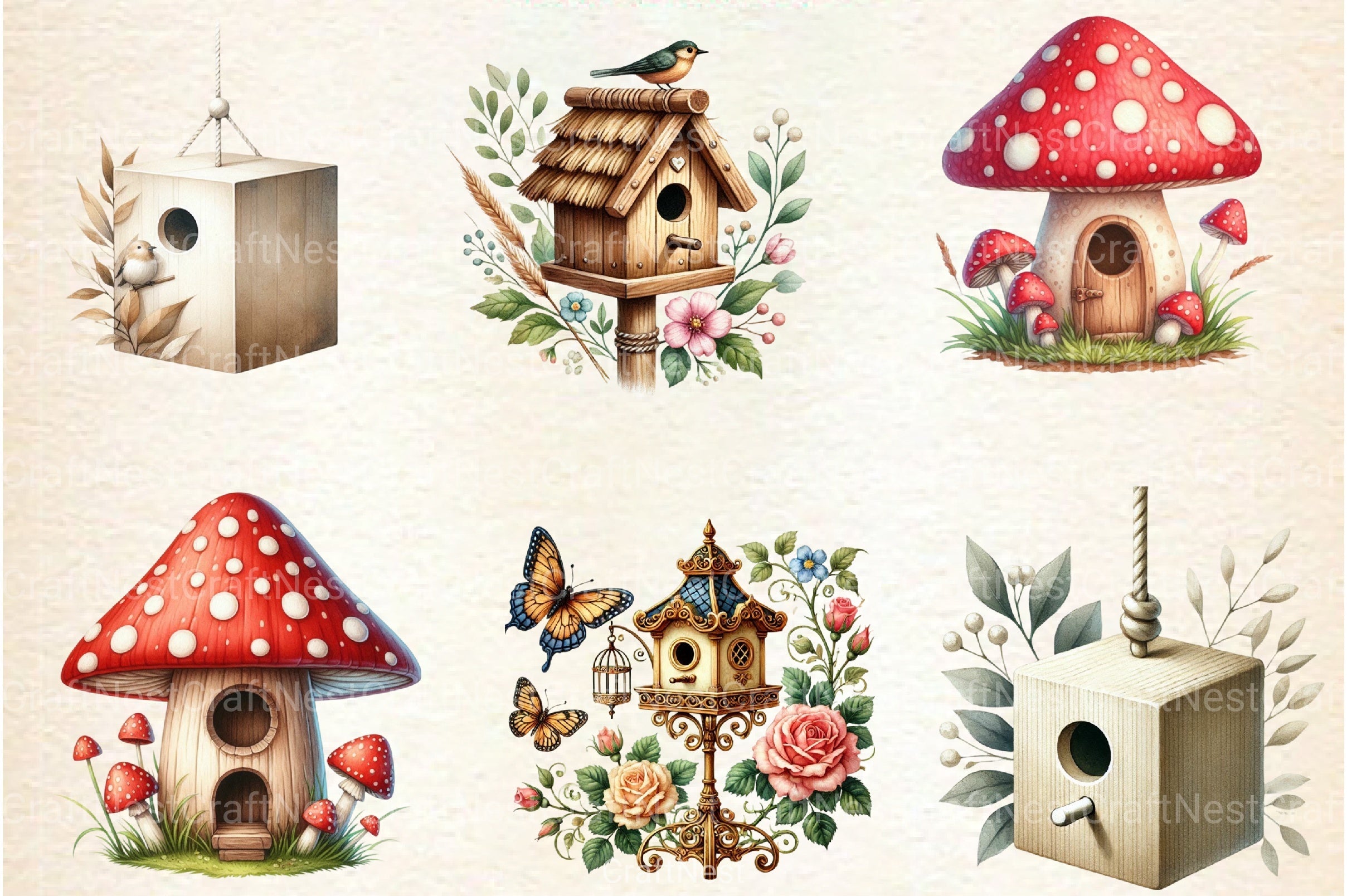 Bird House Clipart Bundle - CraftNest - Digital Crafting and Art