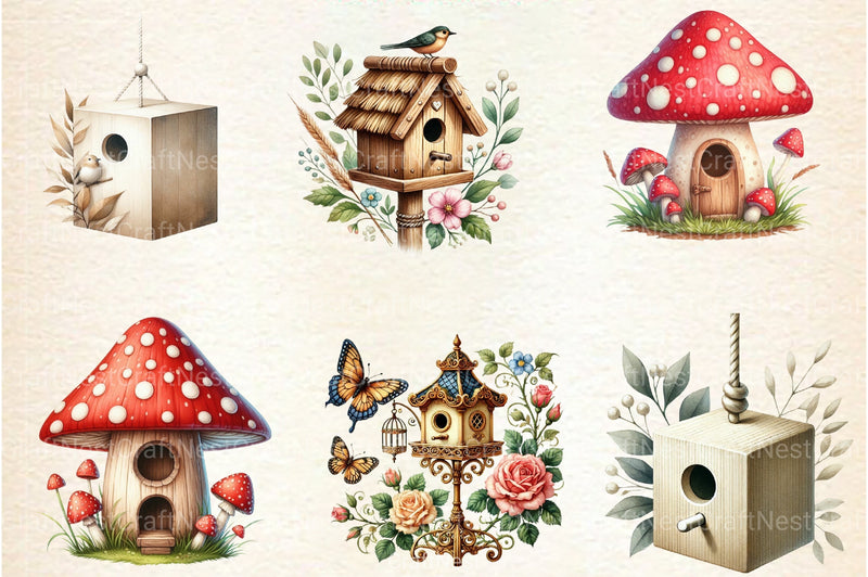Bird House Clipart Bundle - CraftNest - Digital Crafting and Art