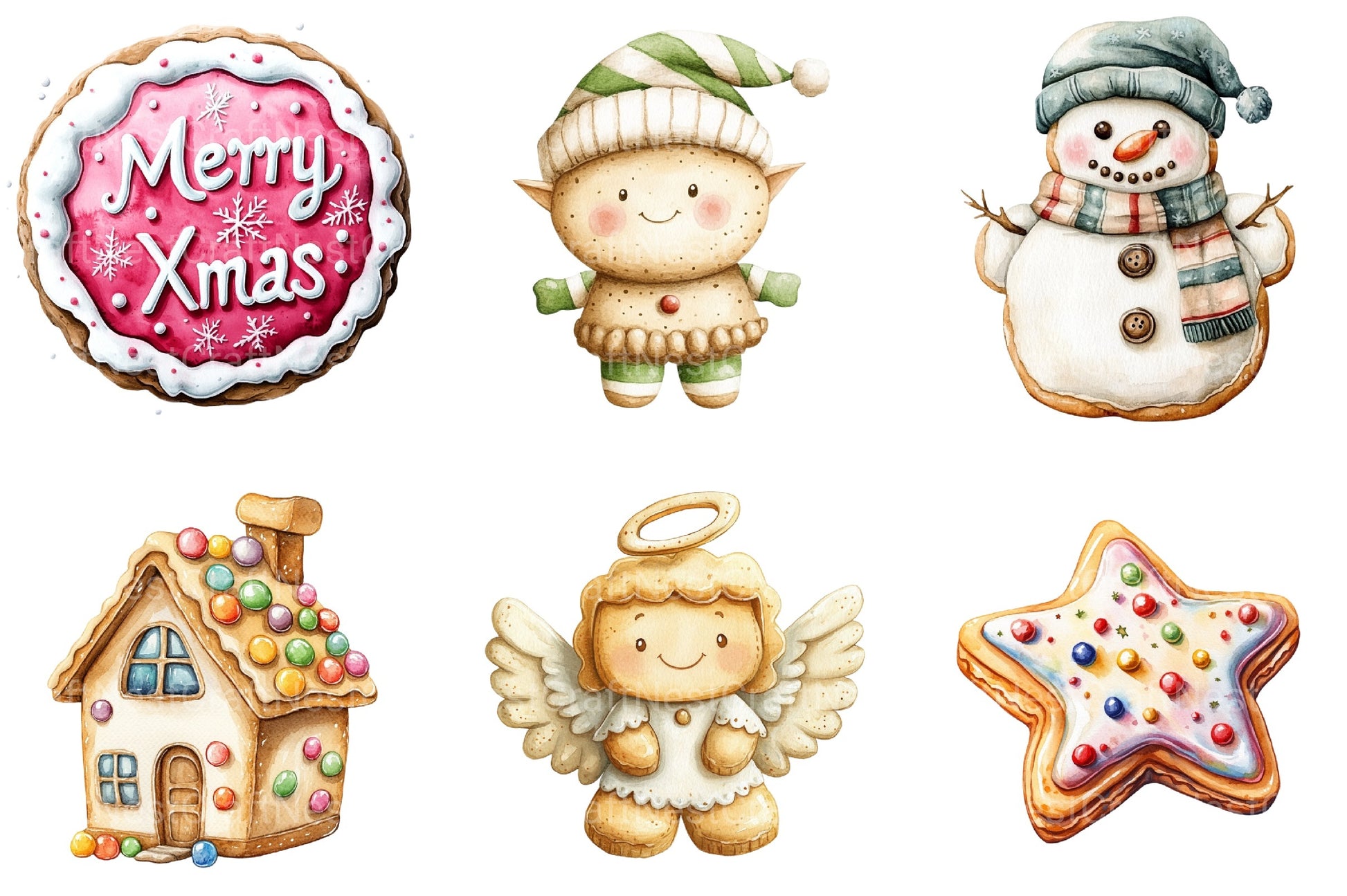 Christmas Cookies Cartoon Clipart Bundle - CraftNest - Digital Crafting and Art