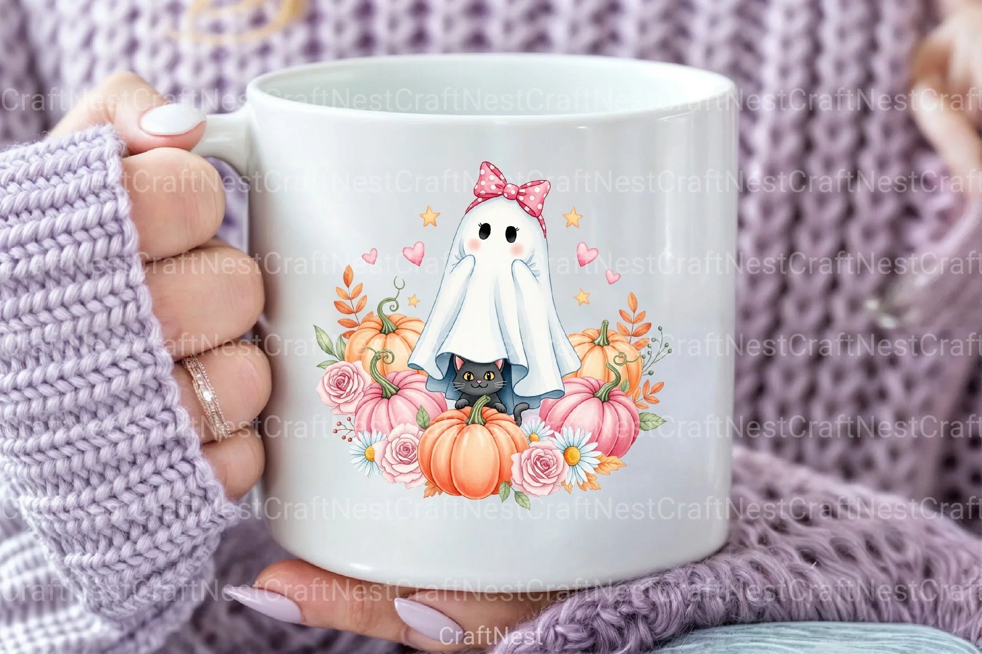 Preppy Halloween Ghost Clipart Bundle - CraftNest - Digital Crafting and Art