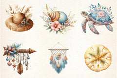 Ocean Boho Summer Clipart Bundle - CraftNest - Digital Crafting and Art