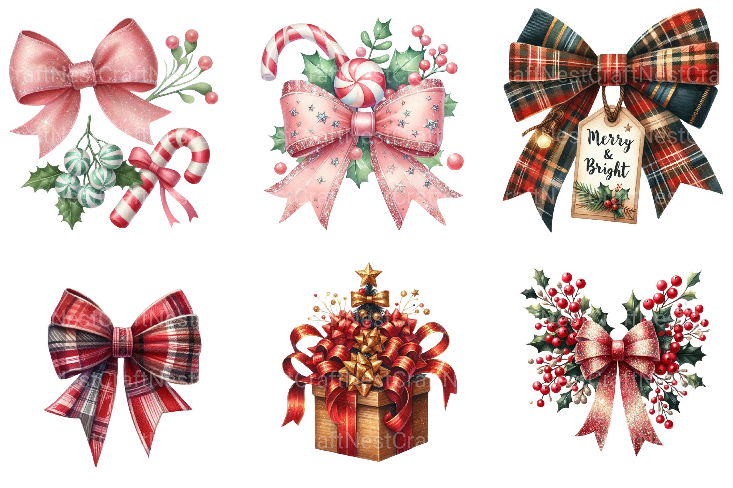 Christmas Libbey Wrap & Bow Clipart Bundle - CraftNest - Digital Crafting and Art